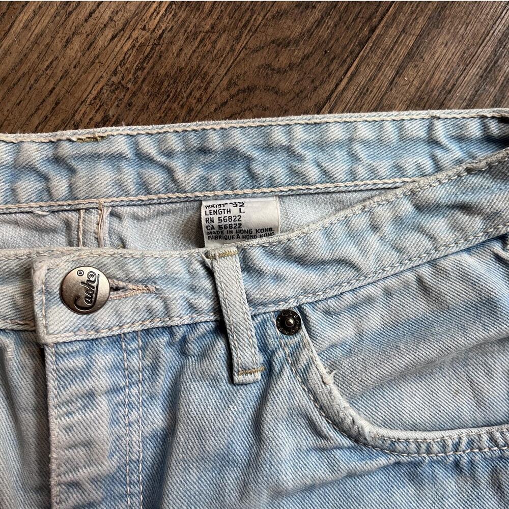 Vintage 70s Flare Jeans | Light Wash Slim Fit Denim Distressed Leather trim |28" - Picture 8 of 8